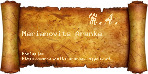 Marianovits Aranka névjegykártya