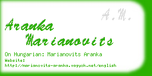aranka marianovits business card